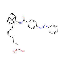 CC1(C)[C@H]2C[C@H](C/C=C\CCCC(=O)O)[C@@H](NC(=O)c3ccc(/N=N/c4ccccc4)cc3)[C@@H]1C2 ZINC000013521392