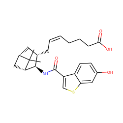 CC1(C)[C@H]2C[C@H](C/C=C\CCCC(=O)O)[C@@H](NC(=O)c3csc4cc(O)ccc34)[C@@H]1C2 ZINC000013521514