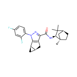 CC1(C)[C@H]2CC[C@](C)(C2)[C@H]1NC(=O)c1nn(-c2ccc(F)cc2F)c2c1C[C@H]1C[C@@H]21 ZINC000299836994