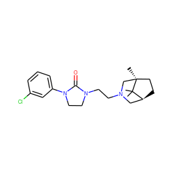 CC1(C)[C@H]2CC[C@]1(C)CN(CCN1CCN(c3cccc(Cl)c3)C1=O)C2 ZINC000043022621