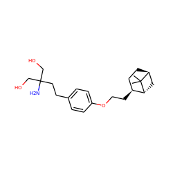 CC1(C)[C@H]2CC[C@H](CCOc3ccc(CCC(N)(CO)CO)cc3)[C@H]1C2 ZINC000114102106