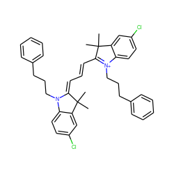 CC1(C)C(/C=C/C=C2/N(CCCc3ccccc3)c3ccc(Cl)cc3C2(C)C)=[N+](CCCc2ccccc2)c2ccc(Cl)cc21 ZINC000299844695