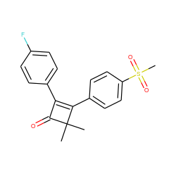 CC1(C)C(=O)C(c2ccc(F)cc2)=C1c1ccc(S(C)(=O)=O)cc1 ZINC000026643555