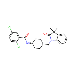 CC1(C)C(=O)N(C[C@H]2CC[C@H](NC(=O)c3cc(Cl)ccc3Cl)CC2)c2ccccc21 ZINC000653666693