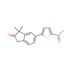 CC1(C)C(=O)Nc2ccc(-c3ccc([N+](=O)[O-])s3)cc21 ZINC000013860674