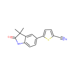 CC1(C)C(=O)Nc2ccc(-c3ccc(C#N)s3)cc21 ZINC000013860673