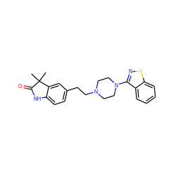 CC1(C)C(=O)Nc2ccc(CCN3CCN(c4nsc5ccccc45)CC3)cc21 ZINC000013745242