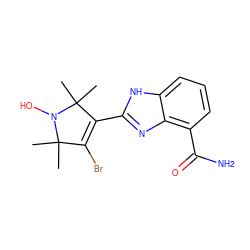 CC1(C)C(Br)=C(c2nc3c(C(N)=O)cccc3[nH]2)C(C)(C)N1O ZINC000040892549