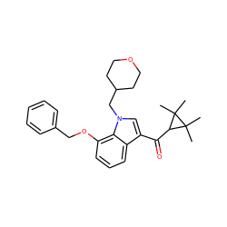 CC1(C)C(C(=O)c2cn(CC3CCOCC3)c3c(OCc4ccccc4)cccc23)C1(C)C ZINC000014975800