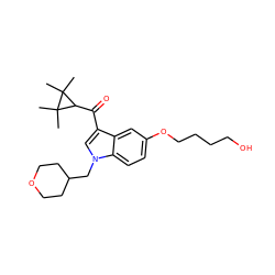 CC1(C)C(C(=O)c2cn(CC3CCOCC3)c3ccc(OCCCCO)cc23)C1(C)C ZINC000014975851