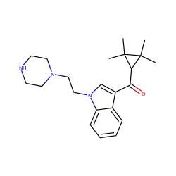 CC1(C)C(C(=O)c2cn(CCN3CCNCC3)c3ccccc23)C1(C)C ZINC000045284260