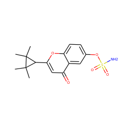 CC1(C)C(c2cc(=O)c3cc(OS(N)(=O)=O)ccc3o2)C1(C)C ZINC000013491330