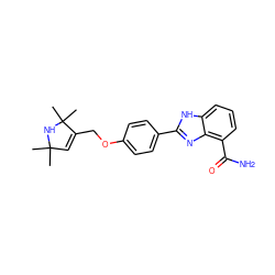 CC1(C)C=C(COc2ccc(-c3nc4c(C(N)=O)cccc4[nH]3)cc2)C(C)(C)N1 ZINC000040407339