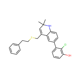 CC1(C)C=C(CSCCc2ccccc2)c2cc(-c3cccc(O)c3Cl)ccc2N1 ZINC000014968708