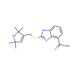 CC1(C)C=C(CSc2nc3c(C(N)=O)cccc3[nH]2)C(C)(C)N1 ZINC000040895266