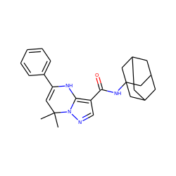 CC1(C)C=C(c2ccccc2)Nc2c(C(=O)NC34CC5CC(CC(C5)C3)C4)cnn21 ZINC000101379094