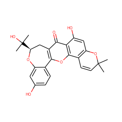 CC1(C)C=Cc2c(cc(O)c3c(=O)c4c(oc23)-c2ccc(O)cc2O[C@@H](C(C)(C)O)C4)O1 ZINC000071341662