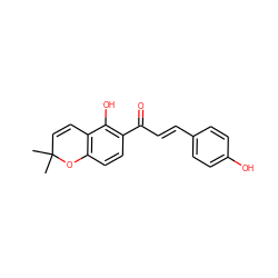 CC1(C)C=Cc2c(ccc(C(=O)/C=C/c3ccc(O)cc3)c2O)O1 ZINC000014557836