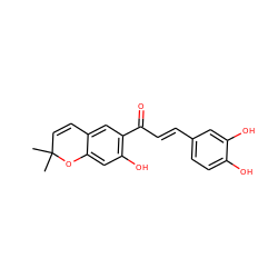 CC1(C)C=Cc2cc(C(=O)/C=C/c3ccc(O)c(O)c3)c(O)cc2O1 ZINC000103221122