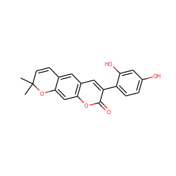 CC1(C)C=Cc2cc3cc(-c4ccc(O)cc4O)c(=O)oc3cc2O1 ZINC001772650719