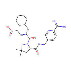 CC1(C)C[C@@H](C(=O)NCc2ccc(C(=N)N)nc2)N(C(=O)[C@@H](CC2CCCCC2)NCC(=O)O)C1 ZINC000036107665