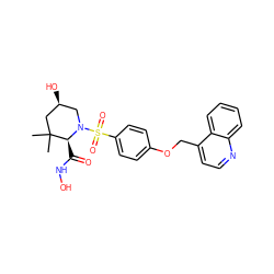 CC1(C)C[C@@H](O)CN(S(=O)(=O)c2ccc(OCc3ccnc4ccccc34)cc2)[C@H]1C(=O)NO ZINC000028470660