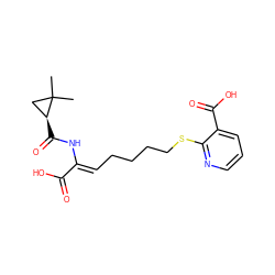 CC1(C)C[C@@H]1C(=O)N/C(=C\CCCCSc1ncccc1C(=O)O)C(=O)O ZINC000026024129