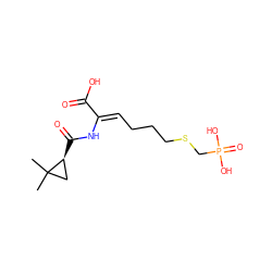 CC1(C)C[C@@H]1C(=O)N/C(=C\CCCSCP(=O)(O)O)C(=O)O ZINC000026023409