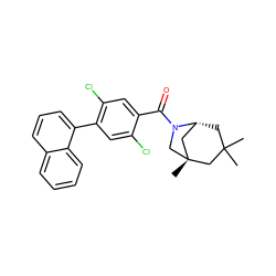 CC1(C)C[C@@H]2C[C@@](C)(CN2C(=O)c2cc(Cl)c(-c3cccc4ccccc34)cc2Cl)C1 ZINC000049793195