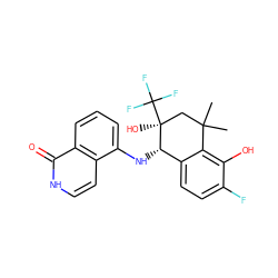 CC1(C)C[C@](O)(C(F)(F)F)[C@@H](Nc2cccc3c(=O)[nH]ccc23)c2ccc(F)c(O)c21 ZINC000140953721