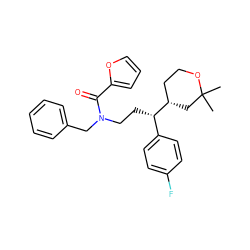 CC1(C)C[C@H]([C@@H](CCN(Cc2ccccc2)C(=O)c2ccco2)c2ccc(F)cc2)CCO1 ZINC000008687481