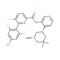 CC1(C)C[C@H](N)C[C@H](c2ccncc2NC(=O)c2ccc(F)c(-c3c(F)cc(O)cc3F)n2)C1 ZINC000140164291