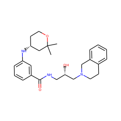 CC1(C)C[C@H](Nc2cccc(C(=O)NC[C@H](O)CN3CCc4ccccc4C3)c2)CCO1 ZINC000217067935