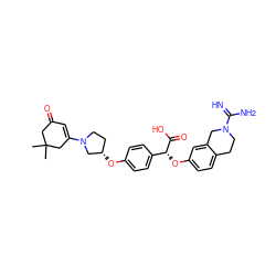 CC1(C)CC(=O)C=C(N2CC[C@H](Oc3ccc([C@@H](Oc4ccc5c(c4)CN(C(=N)N)CC5)C(=O)O)cc3)C2)C1 ZINC000013782219