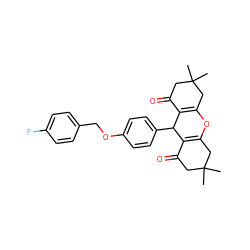 CC1(C)CC(=O)C2=C(C1)OC1=C(C(=O)CC(C)(C)C1)C2c1ccc(OCc2ccc(F)cc2)cc1 ZINC000000669490