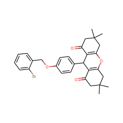 CC1(C)CC(=O)C2=C(C1)OC1=C(C(=O)CC(C)(C)C1)C2c1ccc(OCc2ccccc2Br)cc1 ZINC000299855619