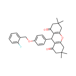 CC1(C)CC(=O)C2=C(C1)OC1=C(C(=O)CC(C)(C)C1)C2c1ccc(OCc2ccccc2F)cc1 ZINC000000717997