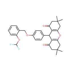 CC1(C)CC(=O)C2=C(C1)OC1=C(C(=O)CC(C)(C)C1)C2c1ccc(OCc2ccccc2OC(F)F)cc1 ZINC000299869685