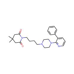 CC1(C)CC(=O)N(CCCCN2CCN(c3ncccc3-c3ccccc3)CC2)C(=O)C1 ZINC000027711667