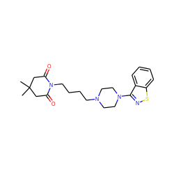 CC1(C)CC(=O)N(CCCCN2CCN(c3nsc4ccccc34)CC2)C(=O)C1 ZINC000027194699