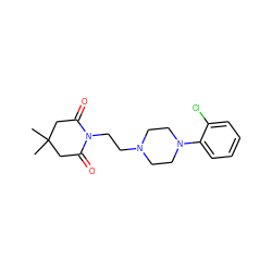 CC1(C)CC(=O)N(CCN2CCN(c3ccccc3Cl)CC2)C(=O)C1 ZINC000013560175