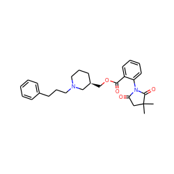 CC1(C)CC(=O)N(c2ccccc2C(=O)OC[C@@H]2CCCN(CCCc3ccccc3)C2)C1=O ZINC000027206189