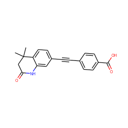 CC1(C)CC(=O)Nc2cc(C#Cc3ccc(C(=O)O)cc3)ccc21 ZINC000026401707