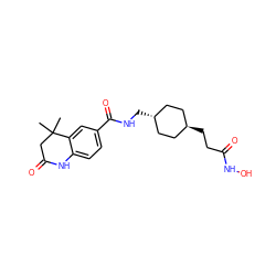 CC1(C)CC(=O)Nc2ccc(C(=O)NC[C@H]3CC[C@H](CCC(=O)NO)CC3)cc21 ZINC000299840061