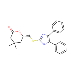 CC1(C)CC(=O)O[C@H](CSc2nc(-c3ccccc3)c(-c3ccccc3)[nH]2)C1 ZINC000013730592