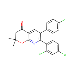 CC1(C)CC(=O)c2cc(-c3ccc(Cl)cc3)c(-c3ccc(Cl)cc3Cl)nc2O1 ZINC000049036821