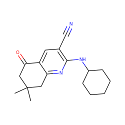 CC1(C)CC(=O)c2cc(C#N)c(NC3CCCCC3)nc2C1 ZINC000028967446