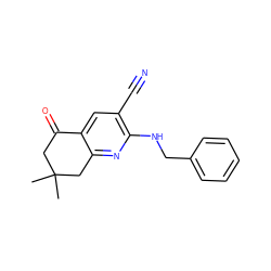 CC1(C)CC(=O)c2cc(C#N)c(NCc3ccccc3)nc2C1 ZINC000028967389