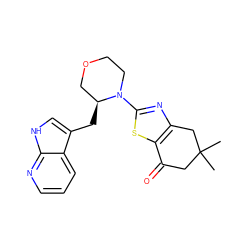 CC1(C)CC(=O)c2sc(N3CCOC[C@@H]3Cc3c[nH]c4ncccc34)nc2C1 ZINC000040918833