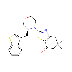 CC1(C)CC(=O)c2sc(N3CCOC[C@@H]3Cc3csc4ccccc34)nc2C1 ZINC000040917934